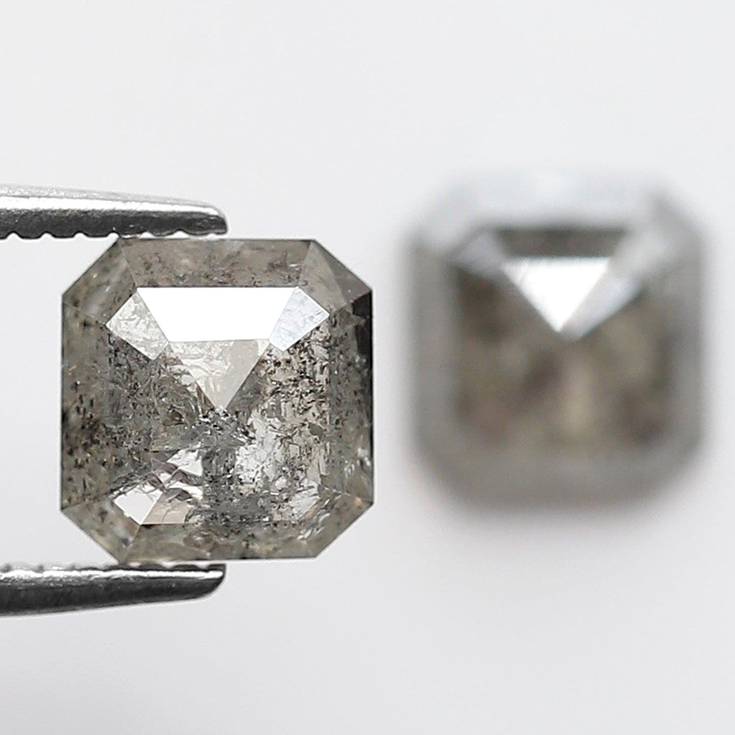 2.02 CT Pair Of Natural Asscher Cut Gray Green Diamonds, Loose Earth Mined Stone for Custom Engagement Jewelry