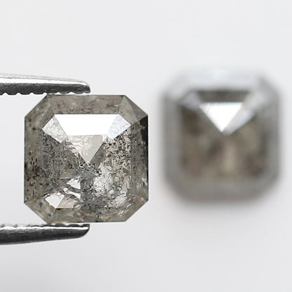 2.02 CT Pair Of Natural Asscher Cut Gray Green Diamonds, Loose Earth Mined Stone for Custom Engagement Jewelry