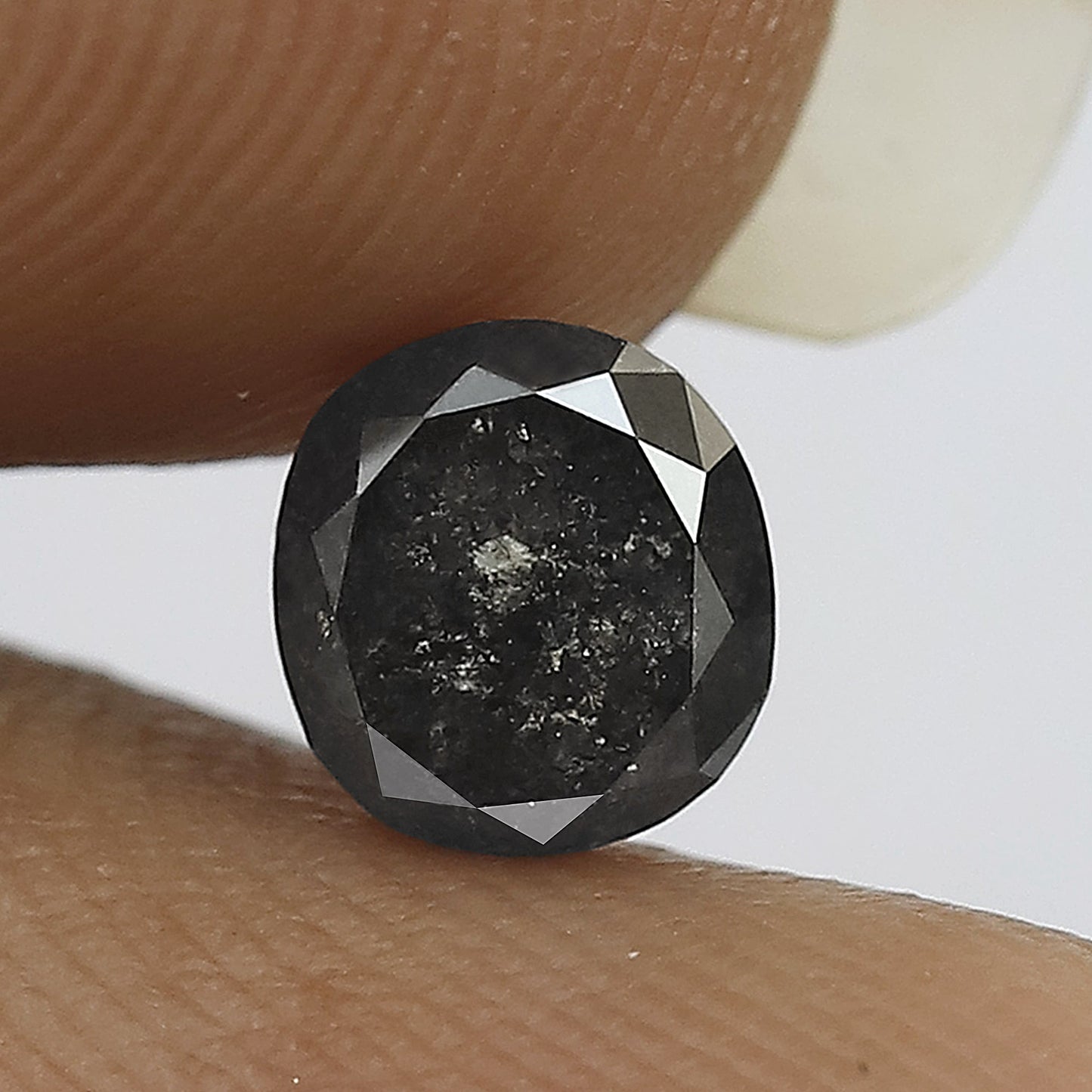 1.02 CT Oval Shape Salt and Pepper Diamond, Natural 5.60 mm Gray Black Ethical Diamond