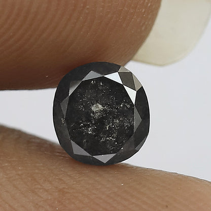 1.02 CT Oval Shape Salt and Pepper Diamond, Natural 5.60 mm Gray Black Ethical Diamond