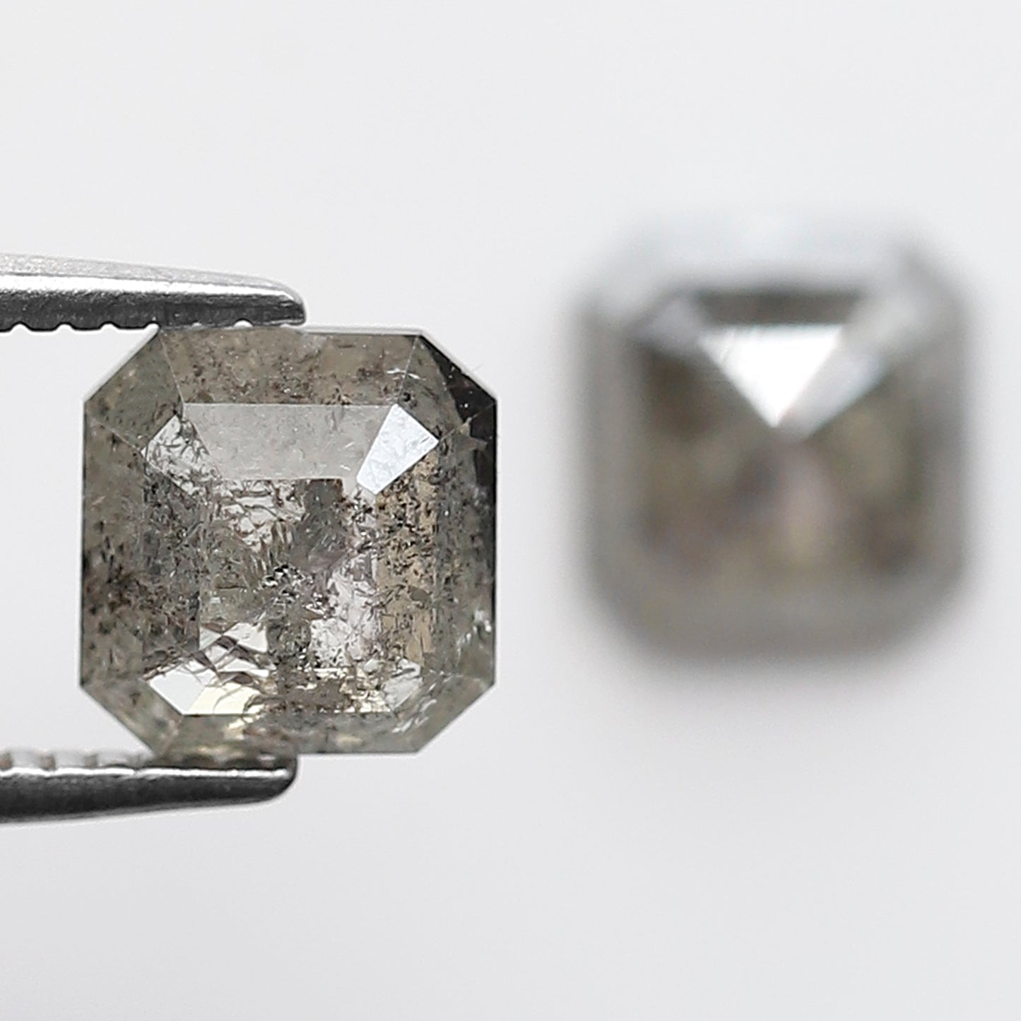 2.02 CT Pair Of Natural Asscher Cut Gray Green Diamonds, Loose Earth Mined Stone for Custom Engagement Jewelry