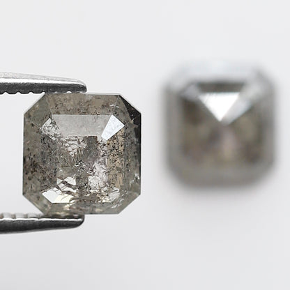 2.02 CT Pair Of Natural Asscher Cut Gray Green Diamonds, Loose Earth Mined Stone for Custom Engagement Jewelry