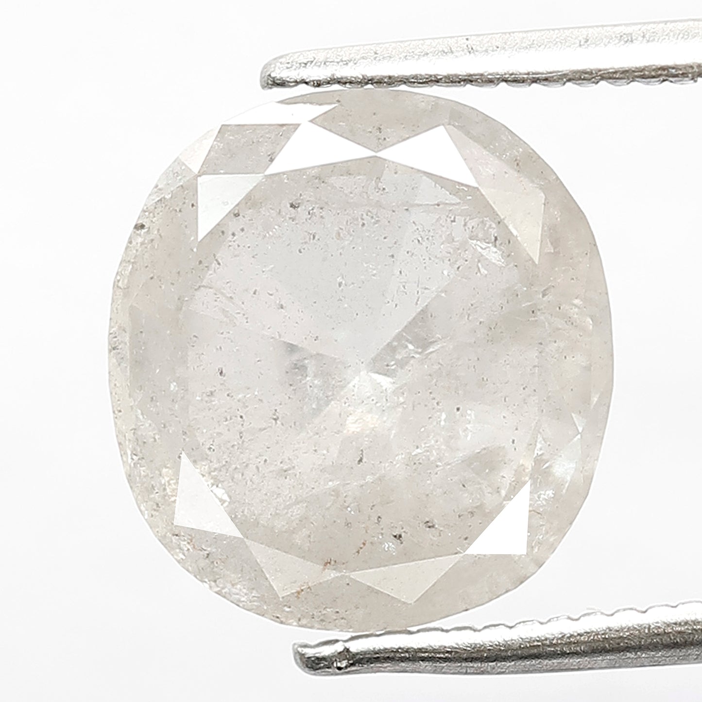 3.99 CT Milky White Translucent Color 10.5 MM Long Oval Shape Loose Natural Salt and Pepper Rustic Diamond Wedding Ring