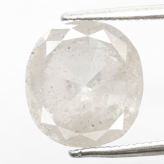 3.99 CT Milky White Translucent Color 10.5 MM Long Oval Shape Loose Natural Salt and Pepper Rustic Diamond Wedding Ring