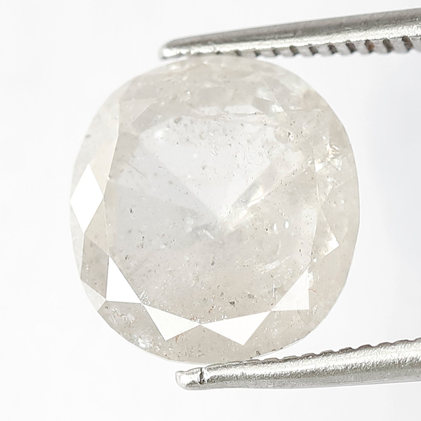 3.99 CT Milky White Translucent Color 10.5 MM Long Oval Shape Loose Natural Salt and Pepper Rustic Diamond Wedding Ring