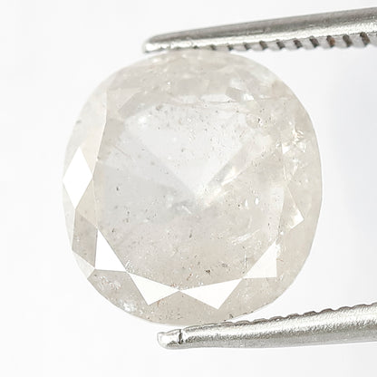3.99 CT Milky White Translucent Color 10.5 MM Long Oval Shape Loose Natural Salt and Pepper Rustic Diamond Wedding Ring