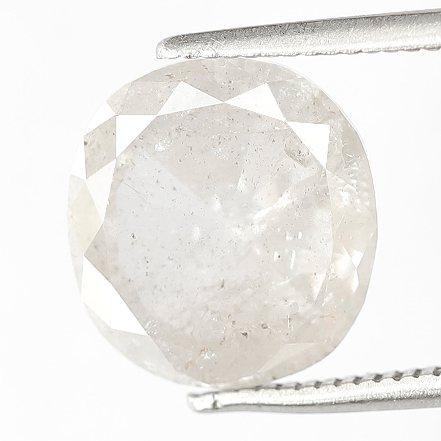 3.99 CT Milky White Translucent Color 10.5 MM Long Oval Shape Loose Natural Salt and Pepper Rustic Diamond Wedding Ring