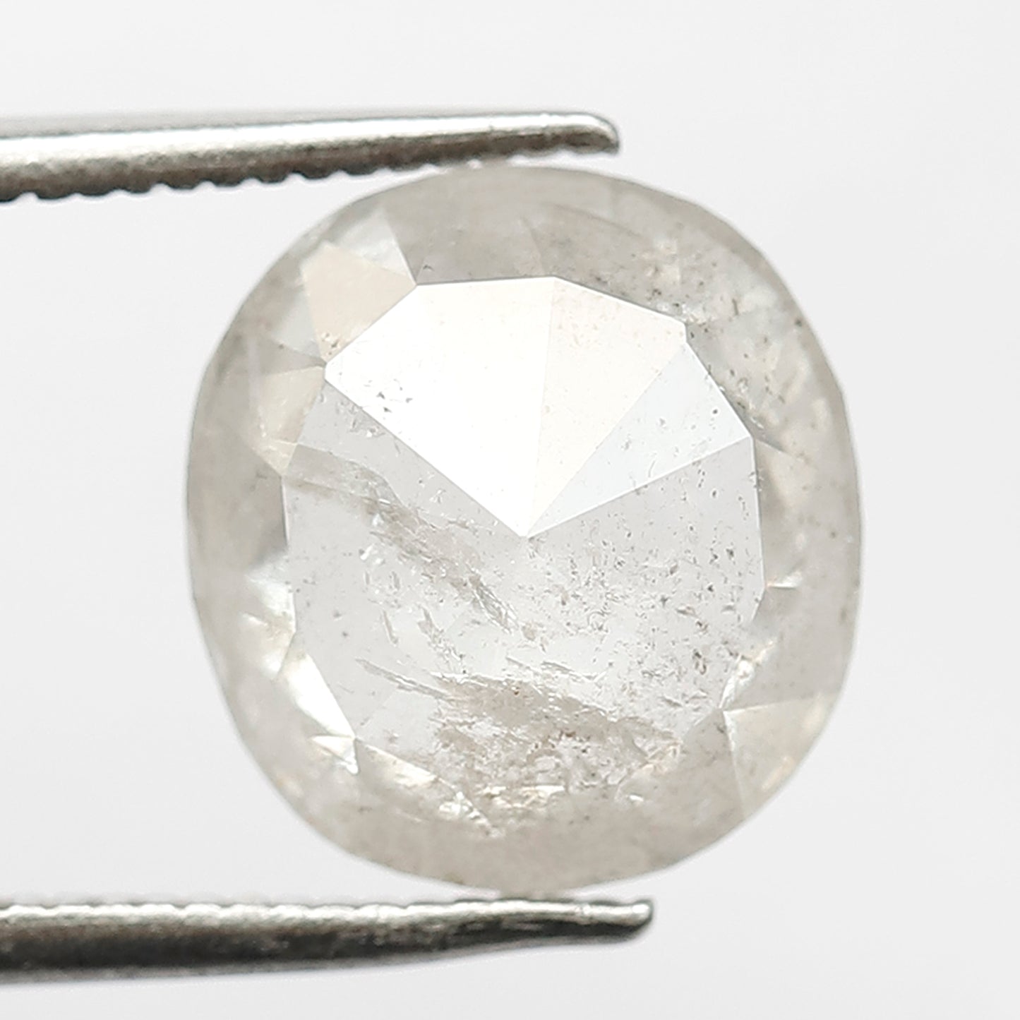 3.99 CT Milky White Translucent Color 10.5 MM Long Oval Shape Loose Natural Salt and Pepper Rustic Diamond Wedding Ring