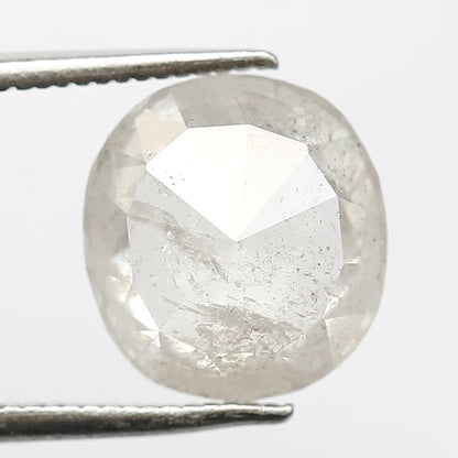 3.99 CT Milky White Translucent Color 10.5 MM Long Oval Shape Loose Natural Salt and Pepper Rustic Diamond Wedding Ring