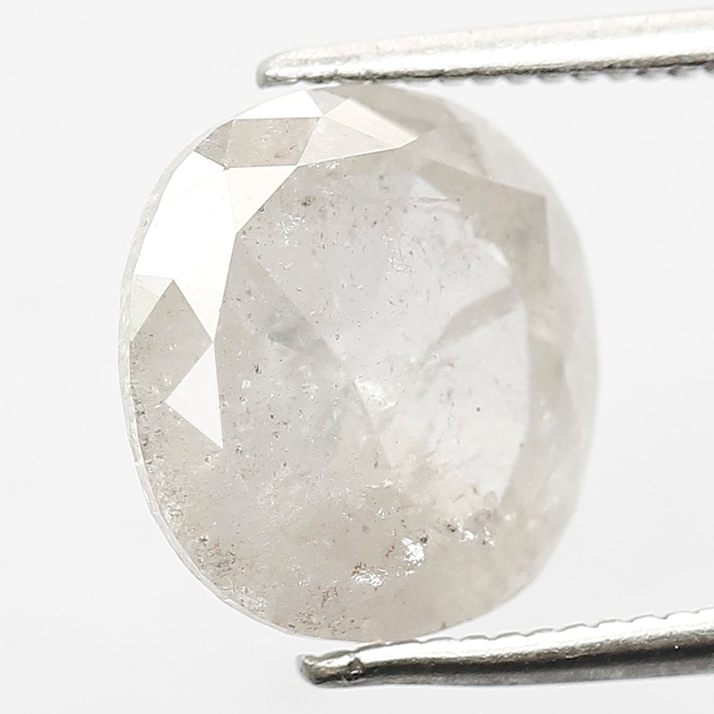3.99 CT Milky White Translucent Color 10.5 MM Long Oval Shape Loose Natural Salt and Pepper Rustic Diamond Wedding Ring