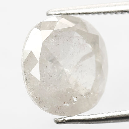 3.99 CT Milky White Translucent Color 10.5 MM Long Oval Shape Loose Natural Salt and Pepper Rustic Diamond Wedding Ring