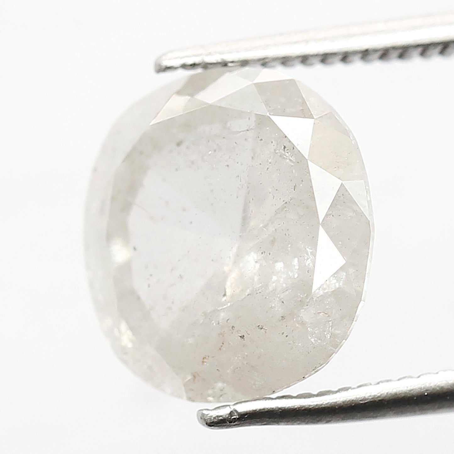 3.99 CT Milky White Translucent Color 10.5 MM Long Oval Shape Loose Natural Salt and Pepper Rustic Diamond Wedding Ring