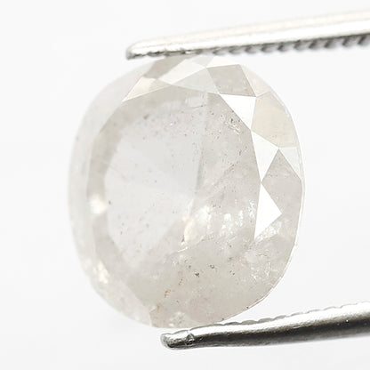 3.99 CT Milky White Translucent Color 10.5 MM Long Oval Shape Loose Natural Salt and Pepper Rustic Diamond Wedding Ring