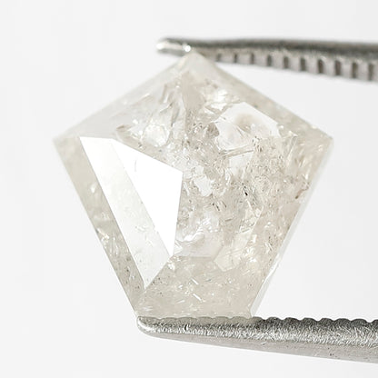 10 MM Unique Geometric Shape Loose Natural 3.25 CT Translucent White Color Rustic Salt and Pepper Diamond Engagement Ring