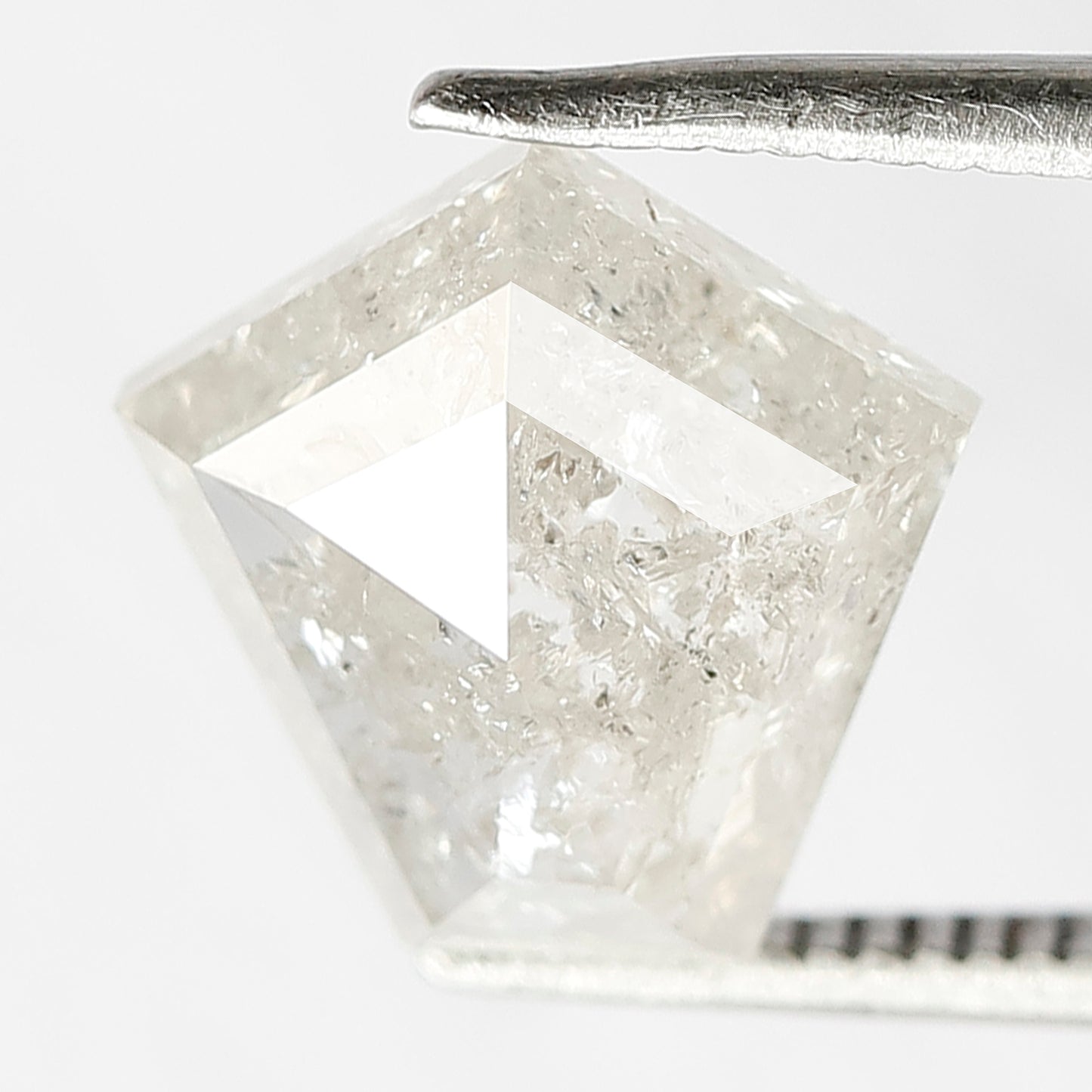 10 MM Unique Geometric Shape Loose Natural 3.25 CT Translucent White Color Rustic Salt and Pepper Diamond Engagement Ring