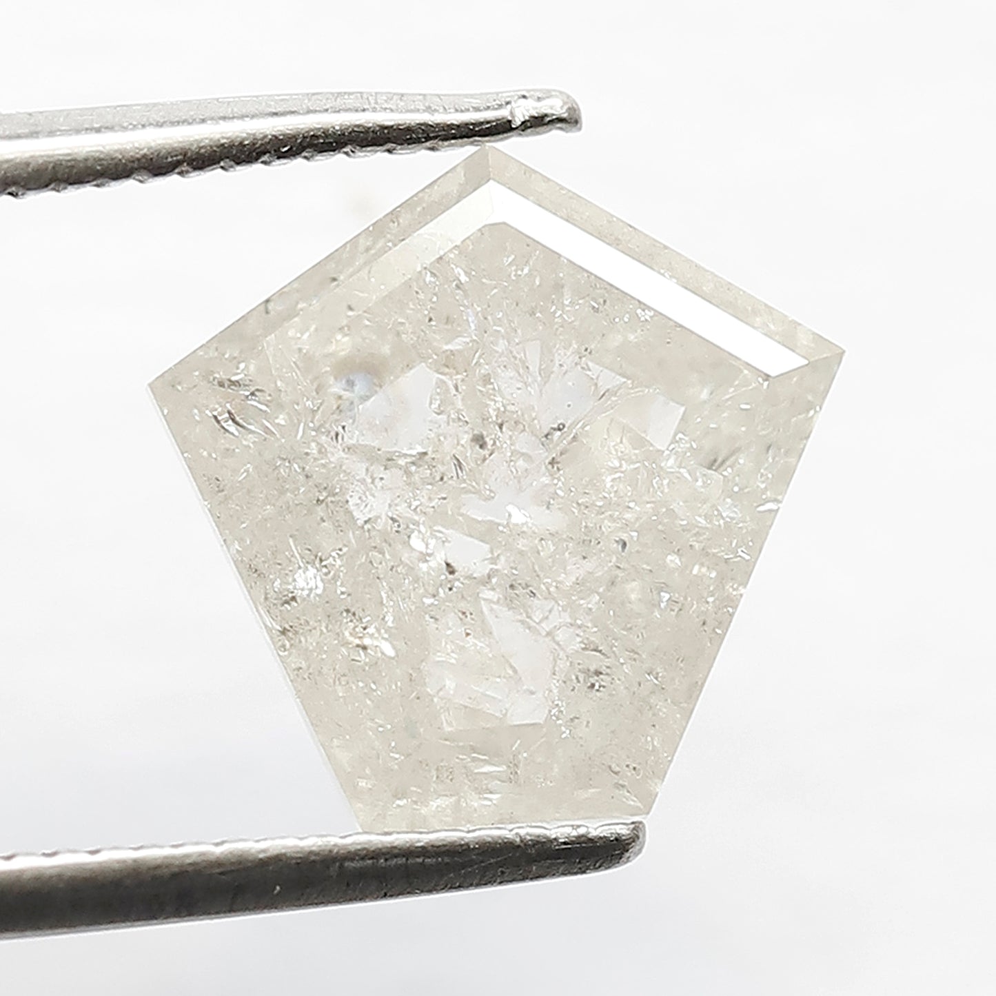10 MM Unique Geometric Shape Loose Natural 3.25 CT Translucent White Color Rustic Salt and Pepper Diamond Engagement Ring