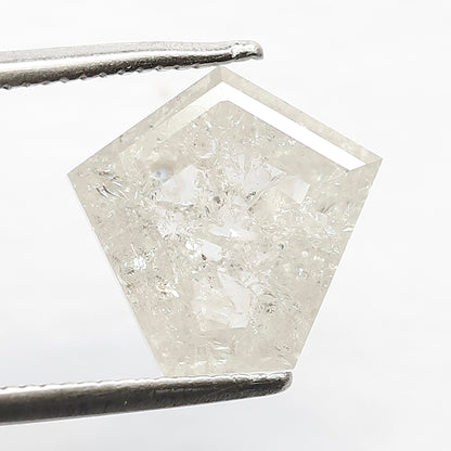10 MM Unique Geometric Shape Loose Natural 3.25 CT Translucent White Color Rustic Salt and Pepper Diamond Engagement Ring