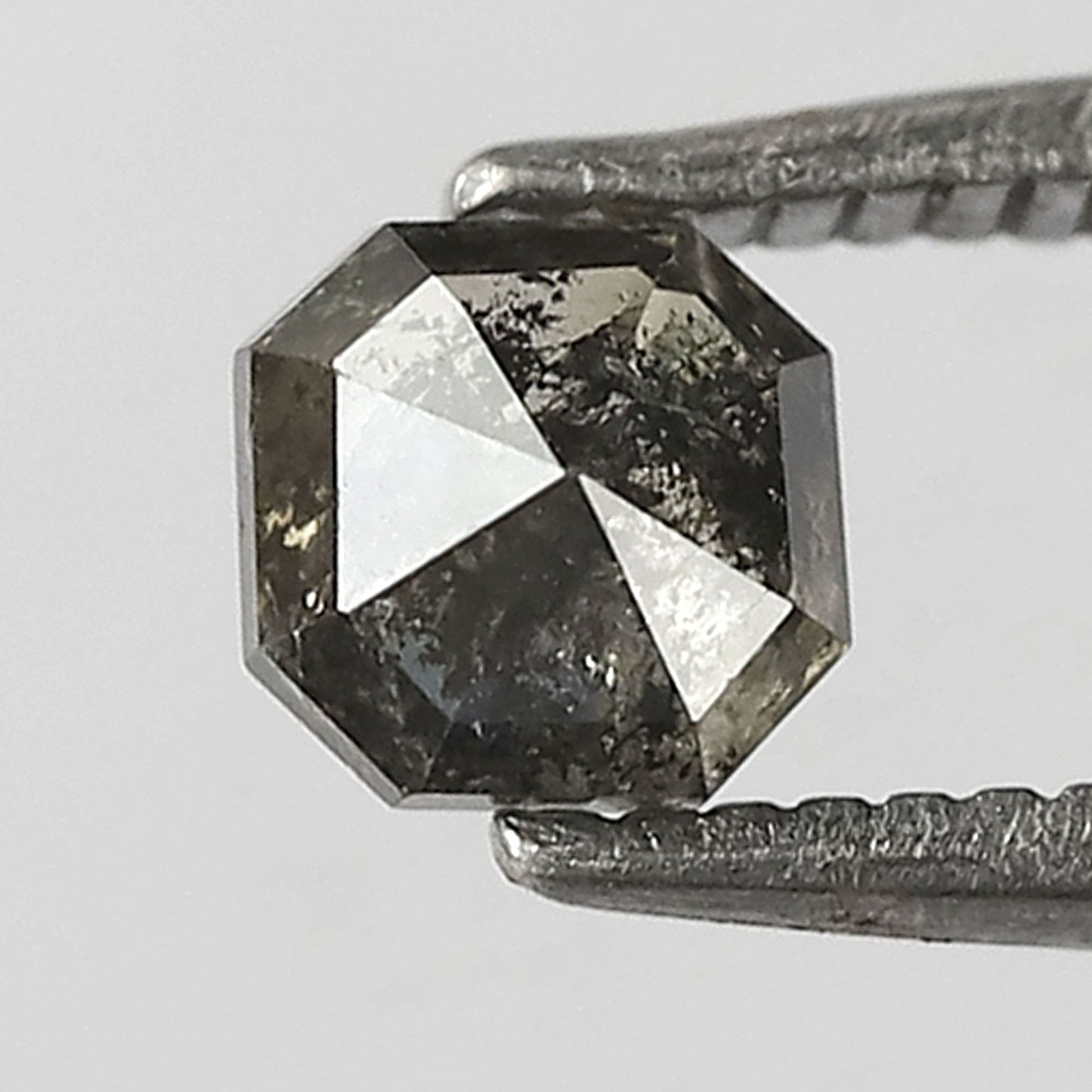 0.50 CT, 4.3 MM Asscher cut Loose Diamond, Natural Grey Black Salt and pepper Diamond