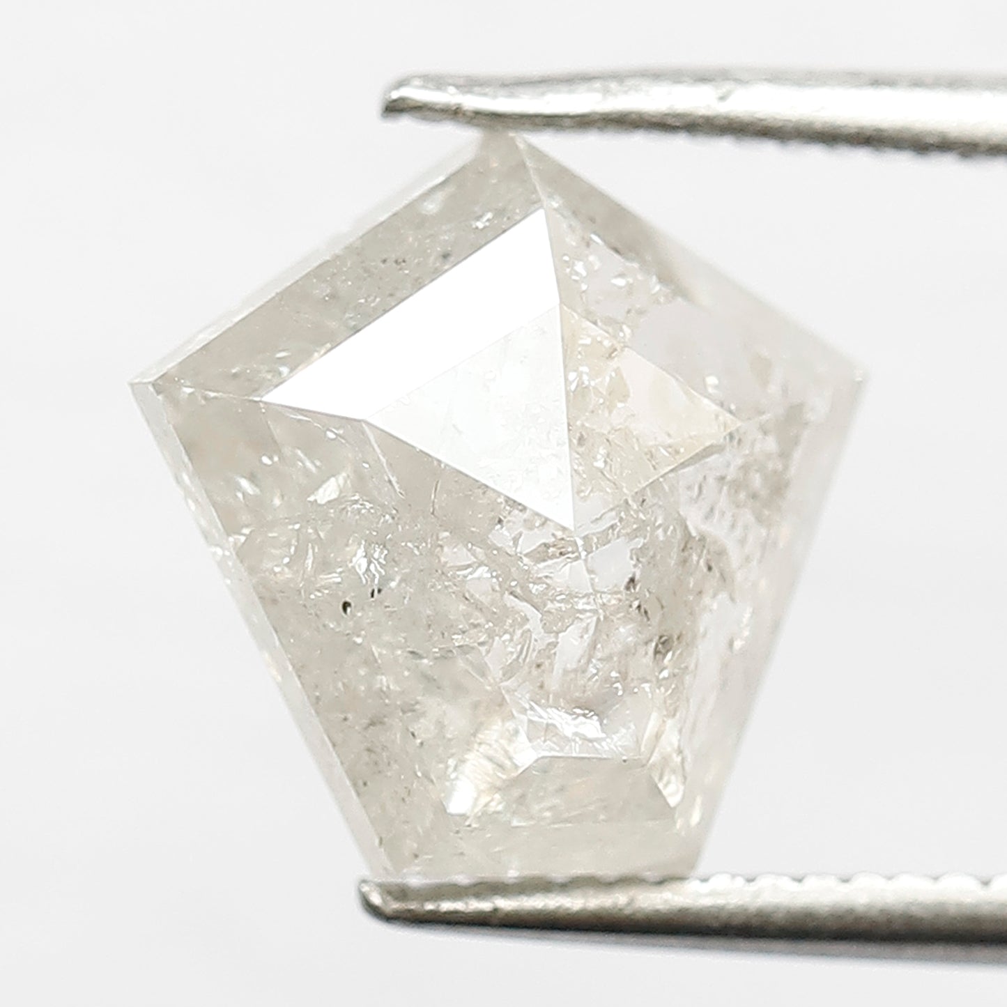 10 MM Unique Geometric Shape Loose Natural 3.25 CT Translucent White Color Rustic Salt and Pepper Diamond Engagement Ring
