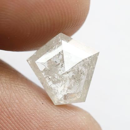 10 MM Unique Geometric Shape Loose Natural 3.25 CT Translucent White Color Rustic Salt and Pepper Diamond Engagement Ring