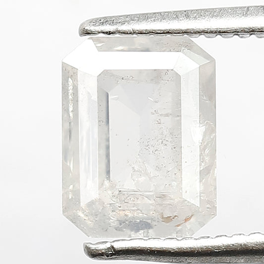 1.51 CT Loose Natural Earth Mined Emerald Shape Diamond 7.6 MM White Color Salt and Pepper Rustic Diamond Custom Wedding Jewelry