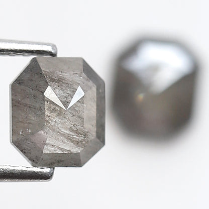 1.51 CT Translucent Emerald Shape Loose Diamond Pair, 6.30 mm Natural Grayish Salt and Pepper Diamonds