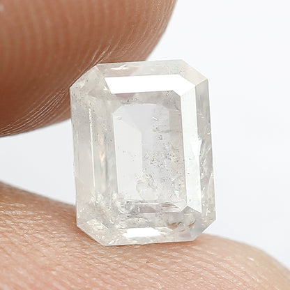 1.51 CT Loose Natural Earth Mined Emerald Shape Diamond 7.6 MM White Color Salt and Pepper Rustic Diamond Custom Wedding Jewelry