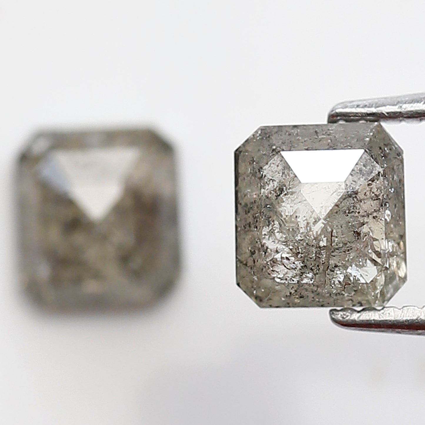 Pair of 1.51 CT Emerald Cut Natural Grayish Green Diamonds | Loose Rustic Conflict Free Ethical Earth Mined Diamonds for Ring Setting