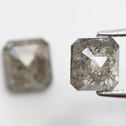 Pair of 1.51 CT Emerald Cut Natural Grayish Green Diamonds | Loose Rustic Conflict Free Ethical Earth Mined Diamonds for Ring Setting