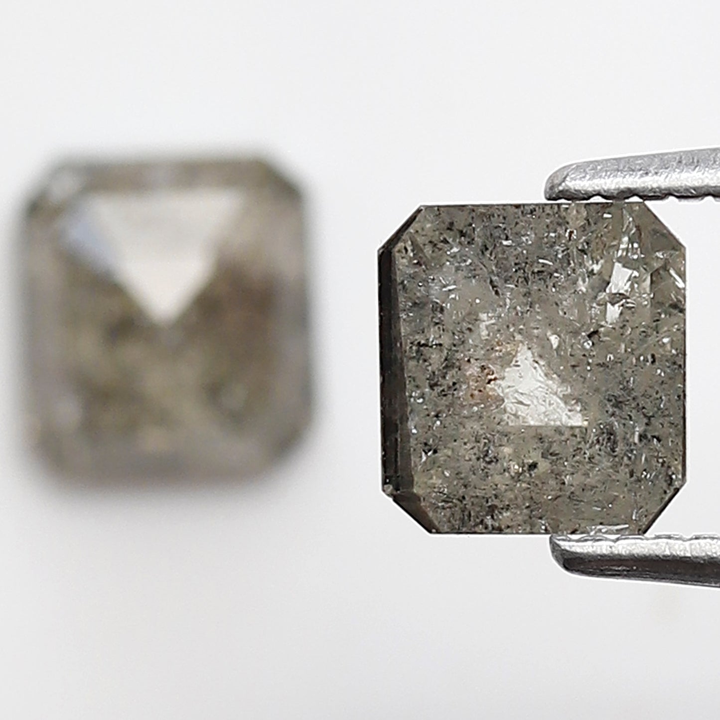 Pair of 1.51 CT Emerald Cut Natural Grayish Green Diamonds | Loose Rustic Conflict Free Ethical Earth Mined Diamonds for Ring Setting