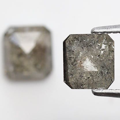 Pair of 1.51 CT Emerald Cut Natural Grayish Green Diamonds | Loose Rustic Conflict Free Ethical Earth Mined Diamonds for Ring Setting