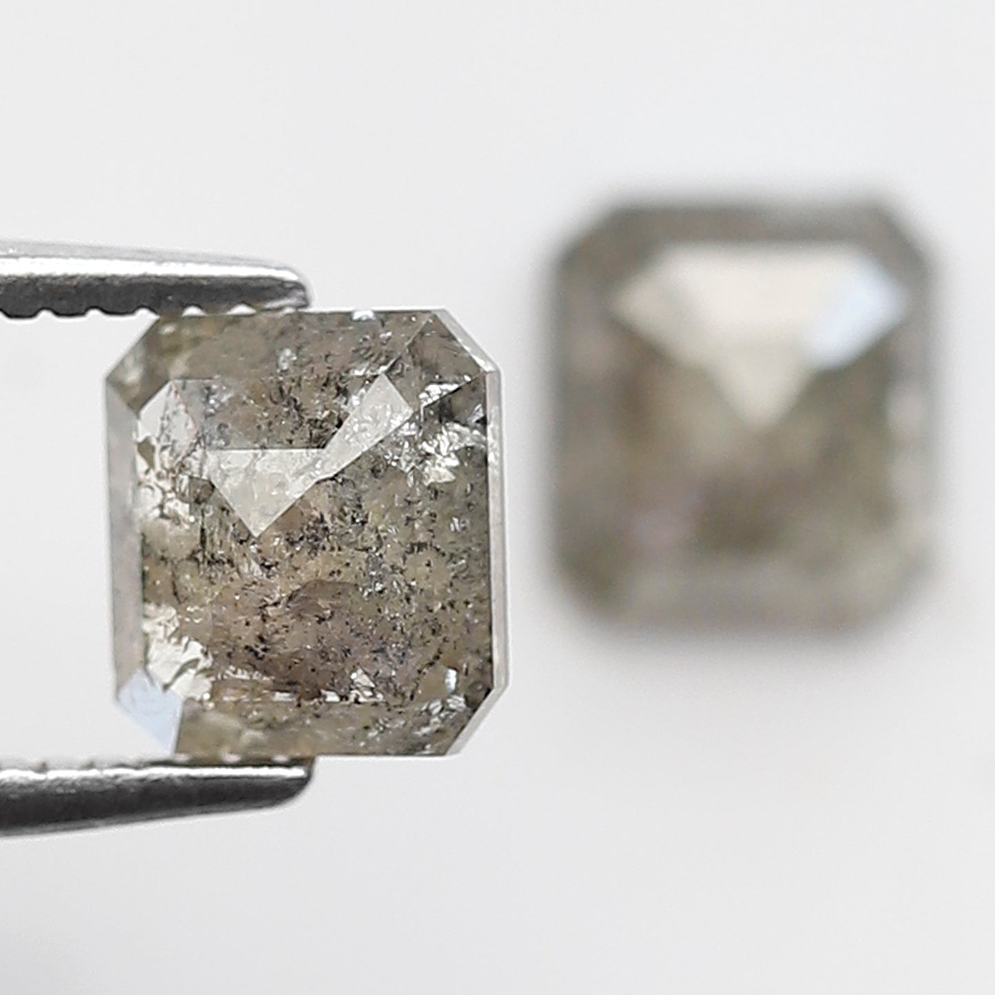 Pair of 1.51 CT Emerald Cut Natural Grayish Green Diamonds | Loose Rustic Conflict Free Ethical Earth Mined Diamonds for Ring Setting