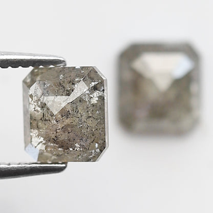 Pair of 1.51 CT Emerald Cut Natural Grayish Green Diamonds | Loose Rustic Conflict Free Ethical Earth Mined Diamonds for Ring Setting