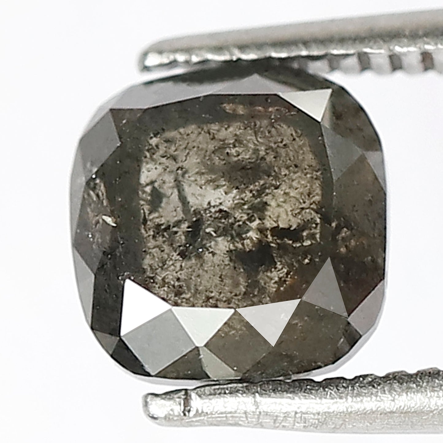 1.82 CT Fancy Cushion Shape Diamond 6.6 MM Loose Natural Grey Black Color Diamond Conflict Free Salt and Pepper Diamond