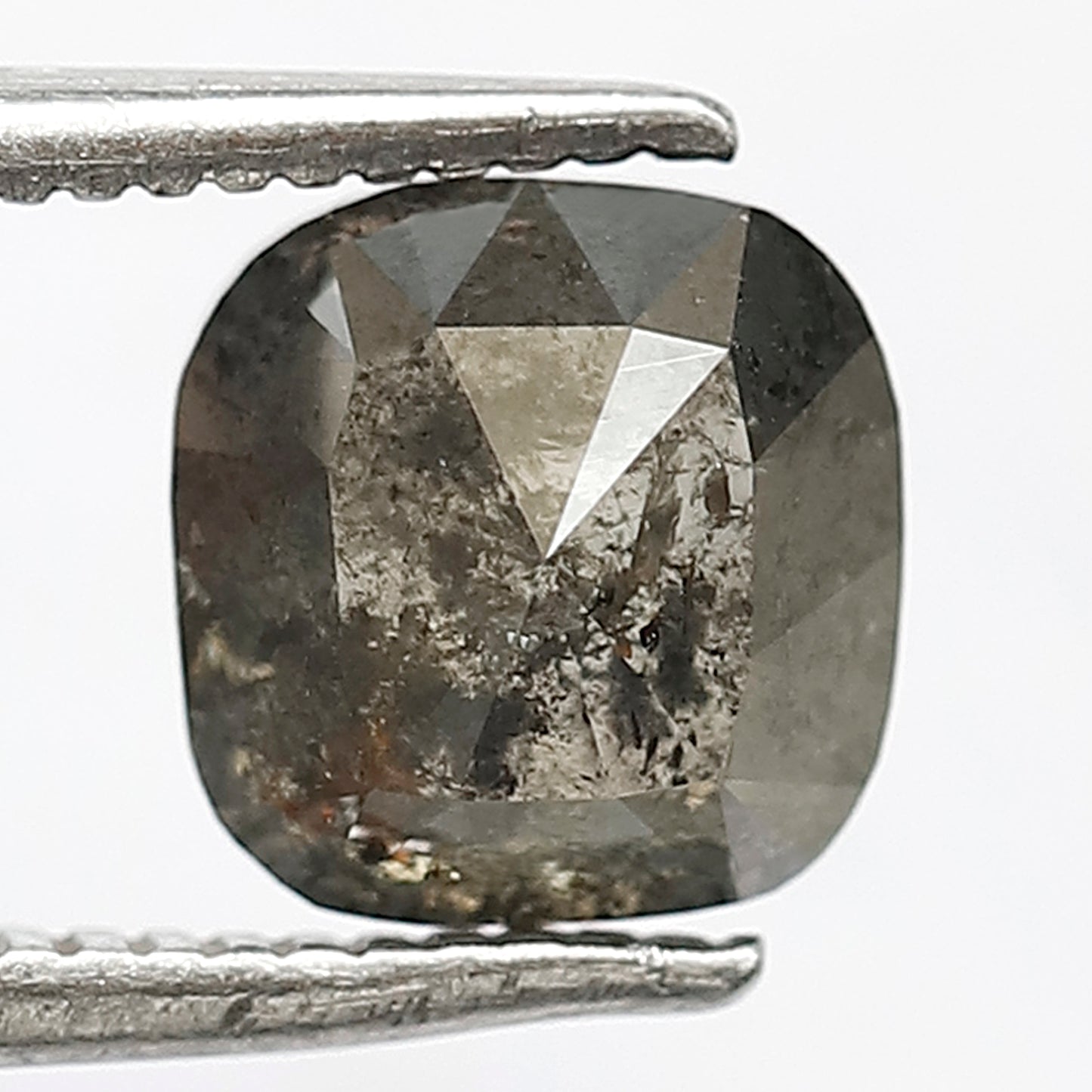 1.82 CT Fancy Cushion Shape Diamond 6.6 MM Loose Natural Grey Black Color Diamond Conflict Free Salt and Pepper Diamond