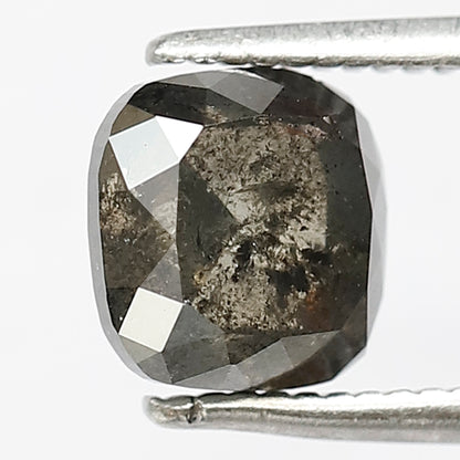 1.82 CT Fancy Cushion Shape Diamond 6.6 MM Loose Natural Grey Black Color Diamond Conflict Free Salt and Pepper Diamond