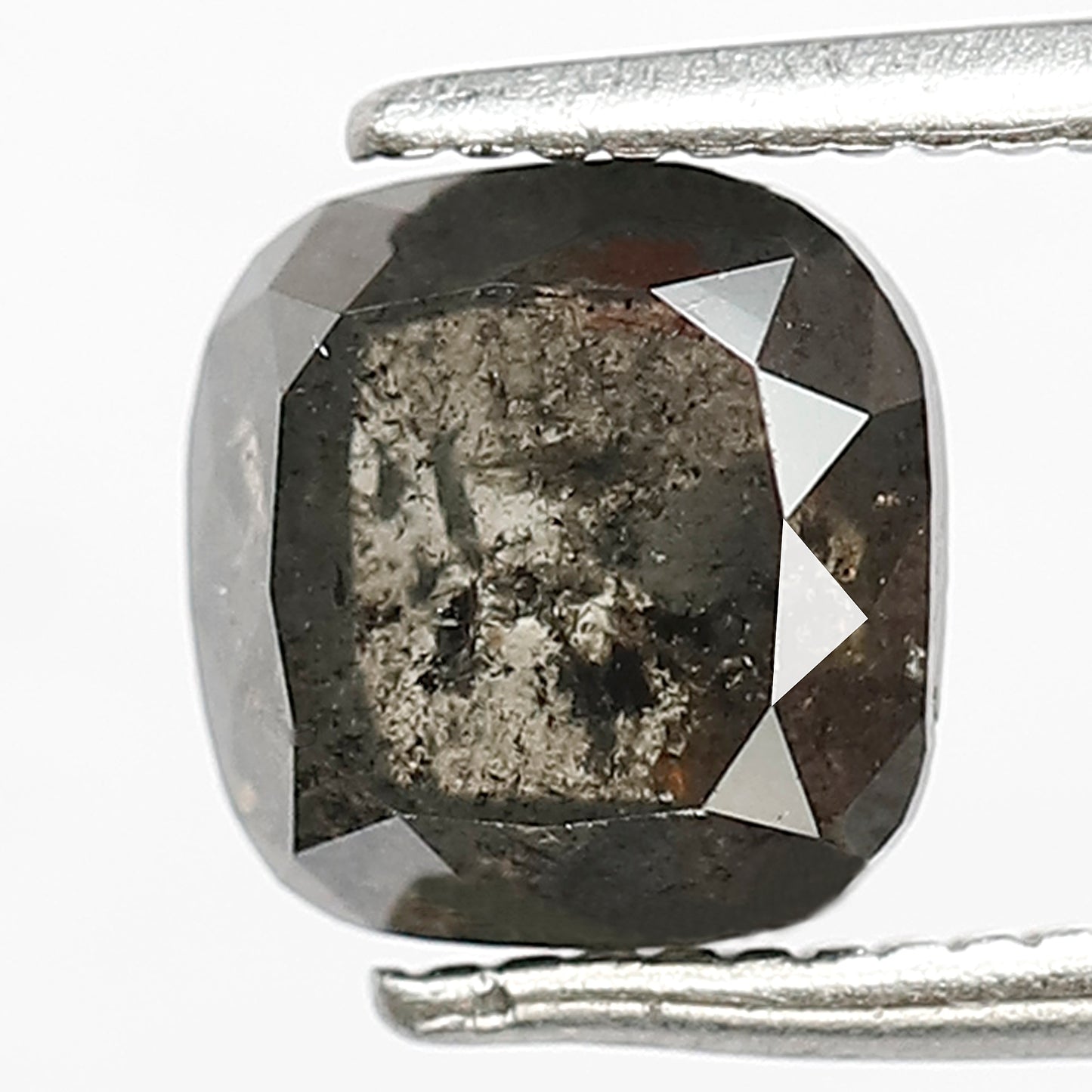 1.82 CT Fancy Cushion Shape Diamond 6.6 MM Loose Natural Grey Black Color Diamond Conflict Free Salt and Pepper Diamond