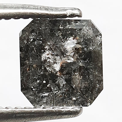 6 MM Asscher Shape Diamond Loose Natural 1.07 CT Earth Mined Grey Black Color Salt and Pepper Diamond Prong Setting Wedding Ring