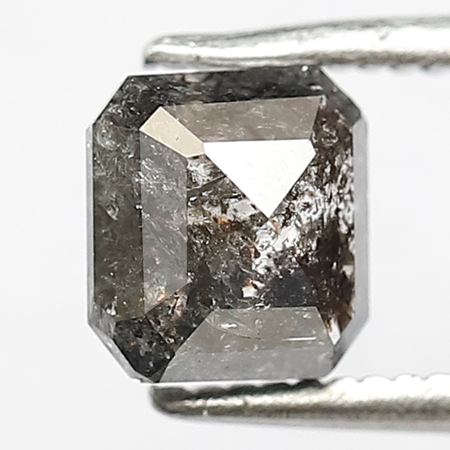 6 MM Asscher Shape Diamond Loose Natural 1.07 CT Earth Mined Grey Black Color Salt and Pepper Diamond Prong Setting Wedding Ring