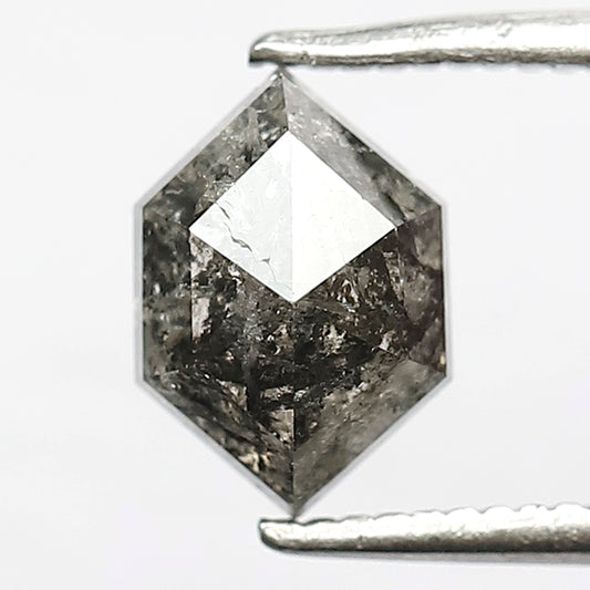 1.32 CT Hexagon Shape Diamond 8 MM Salt and Pepper Grey Black Color Ethically Sourced Loose Natural Diamond Wedding Ring