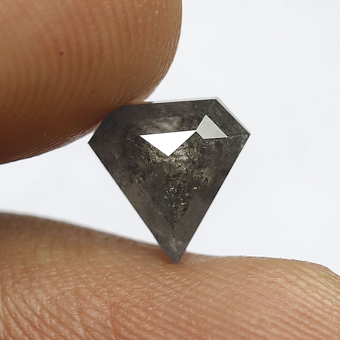 1.34 Ct Shield Cut Salt and Pepper Diamond, Natural Gray Black Loose Diamond 7.70 mm Ethical Diamond for Pendant Jewelry