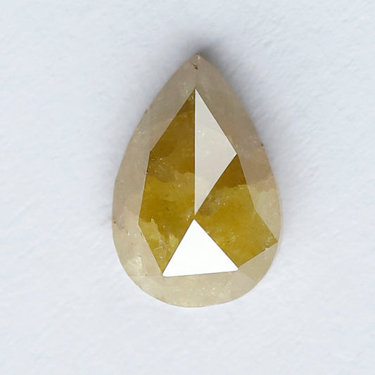 2.10 CT Pear Shape Loose Conflict Free Diamond, Natural Yellowish Rustic Diamond For Wedding Ring