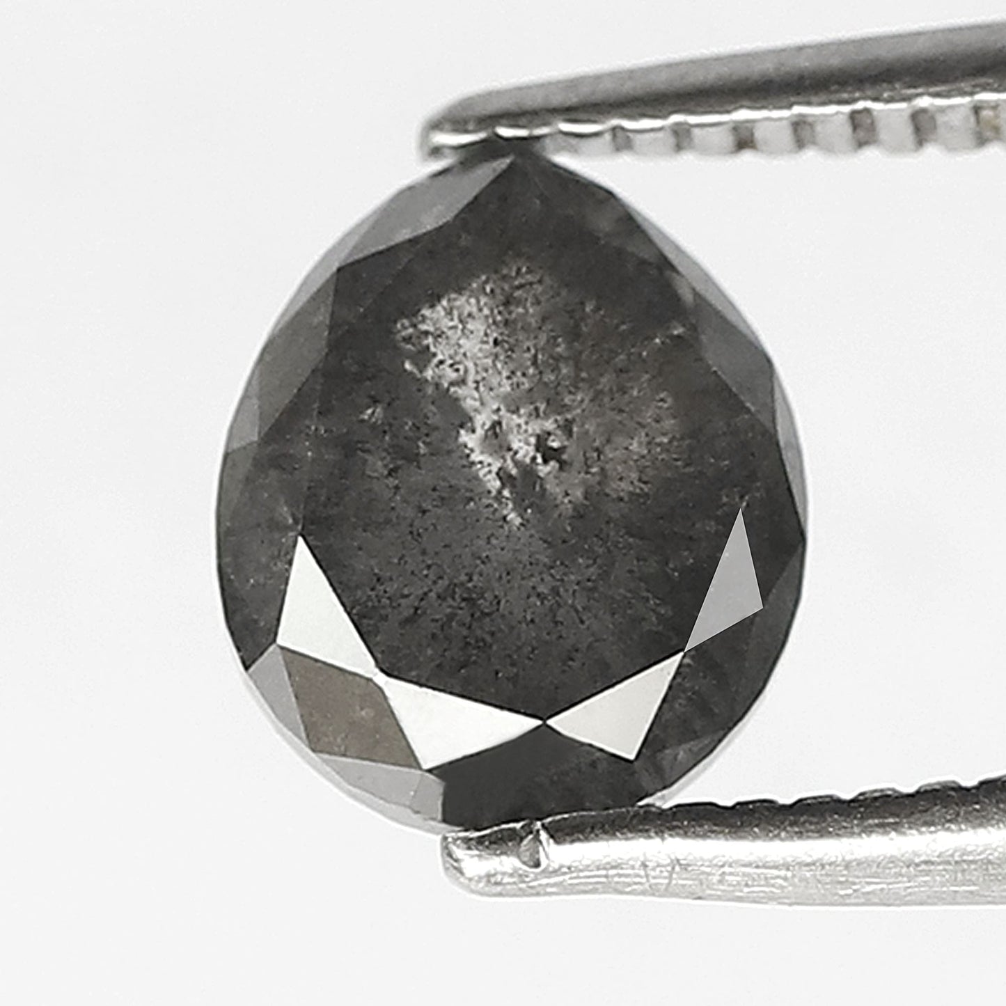 1.73 CT Natural Pear Shape Conflict Free Diamond, 7.30 mm Gray Black Salt and Pepper Diamond For Engagement Ring
