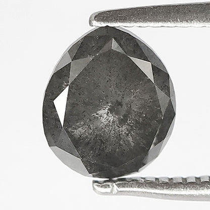 1.73 CT Natural Pear Shape Conflict Free Diamond, 7.30 mm Gray Black Salt and Pepper Diamond For Engagement Ring