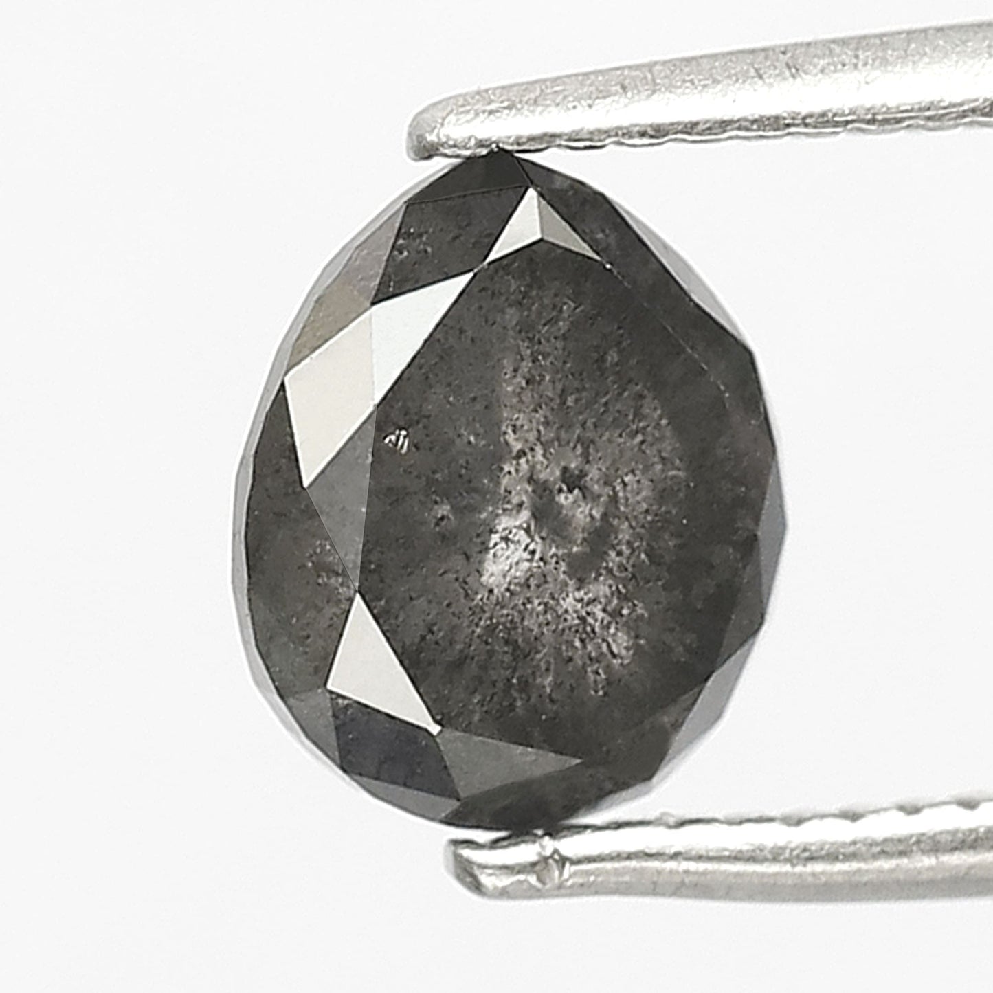 1.73 CT Natural Pear Shape Conflict Free Diamond, 7.30 mm Gray Black Salt and Pepper Diamond For Engagement Ring
