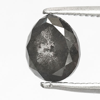 1.73 CT Natural Pear Shape Conflict Free Diamond, 7.30 mm Gray Black Salt and Pepper Diamond For Engagement Ring