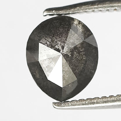 1.73 CT Natural Pear Shape Conflict Free Diamond, 7.30 mm Gray Black Salt and Pepper Diamond For Engagement Ring