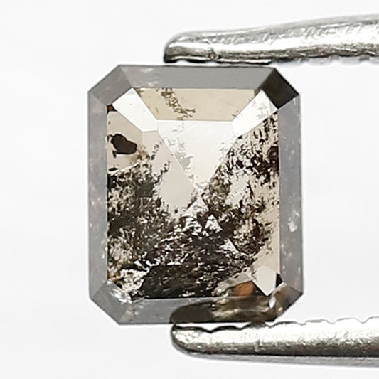 0.76 CT Emerald Shape Diamond 5.5 MM Grey Black Color Ethically Sourced Salt and Pepper Loose Natural Diamond Engagement Ring