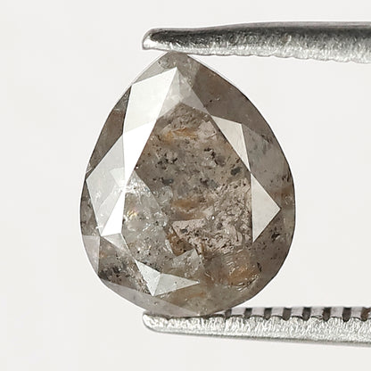 Natural 2.04 Carat Pear Cut Gray Black Diamond | Conflict Free Salt and Pepper Diamond for Wedding & Engagement Ring