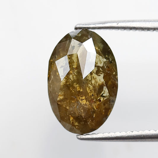 3.00 Ct Oval Rustic Diamond Greenish Yellow Natural Loose Diamond, Earth Mined Unique Engagement Wedding Ring Stone